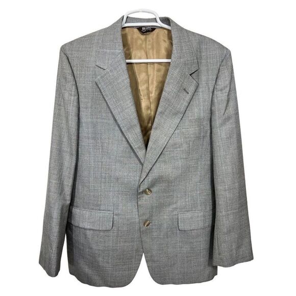 Vintage Bill Blass Blazer Plaid Suit Coat Hudsons Size 42R Jacket Gray Glencheck - Picture 1 of 13